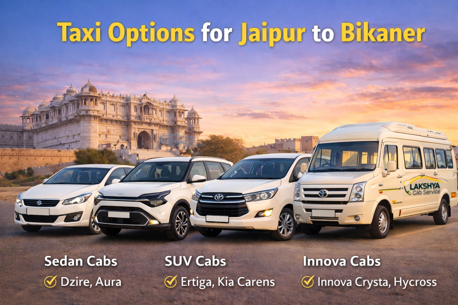 Taxi Options Jaipur to Bikaner