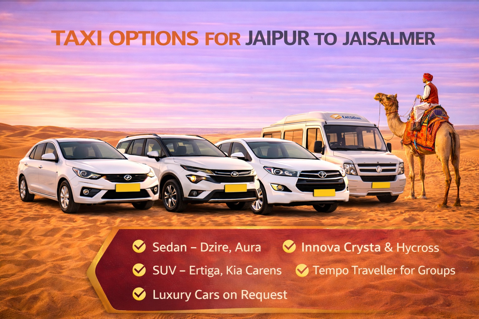 Taxi Options Jaipur to Jaisalmer