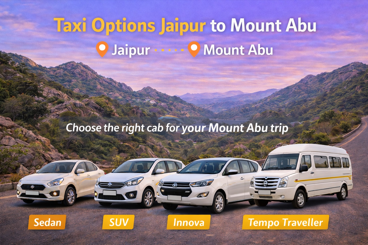 Taxi Options Jaipur to Mount Abu
